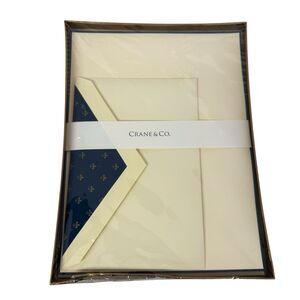 Crane & Co. Blue Trim Half Sheets & Fleur De Lis Lined Enveloped Stationary X20